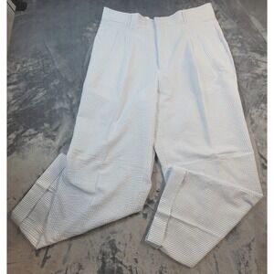 Fortini Seersucker Lightweight Superior Cotton Cuffed Pants Only Blue White 38W